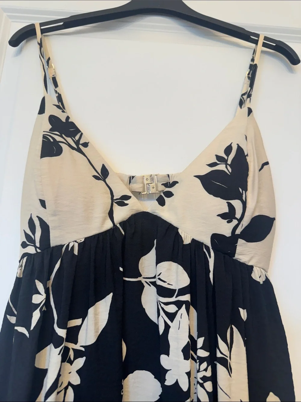 Abercrombie & Fitch Black Midi Dress with Cream Floral Print
